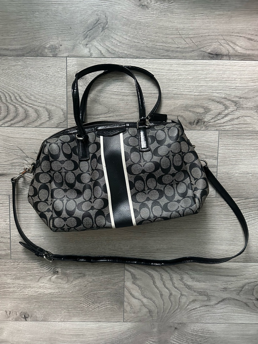 Coach Signature Stripped Bag